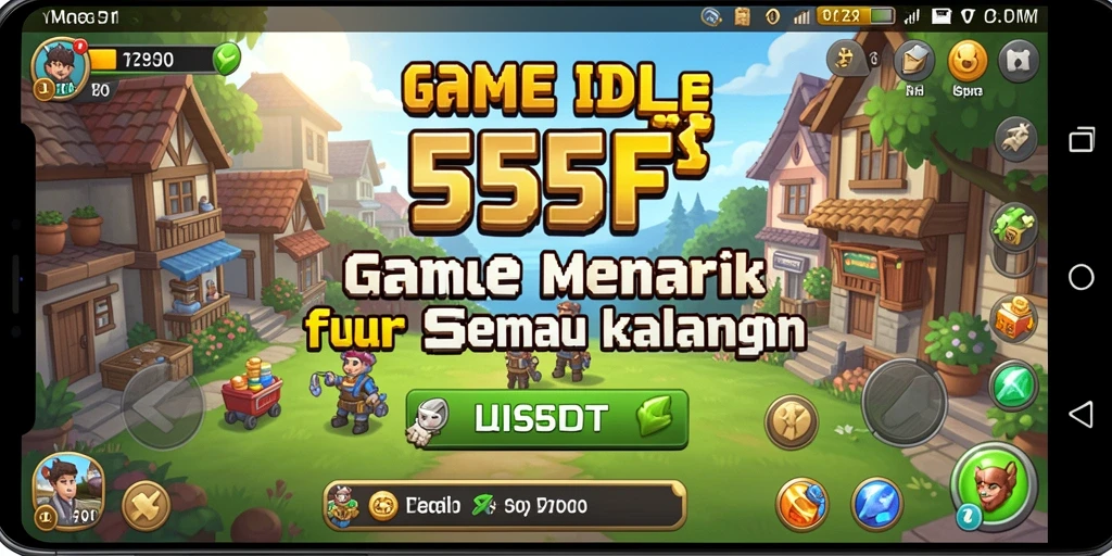Tampilan gameplay menarik di dunia 555F yang penuh warna.