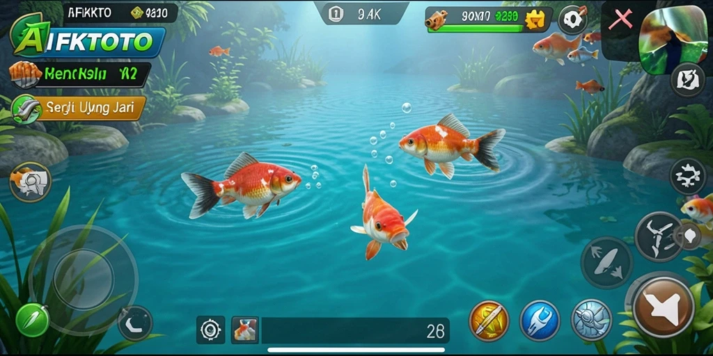 Screenshot gameplay AFKTOTO menampilkan pengalaman memancing yang mendebarkan.