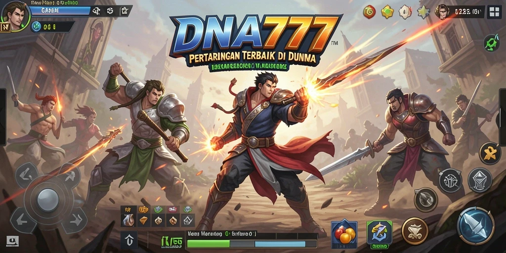 Screenshot menunjukkan aksi pertarungan yang mendebarkan dalam DNA777.