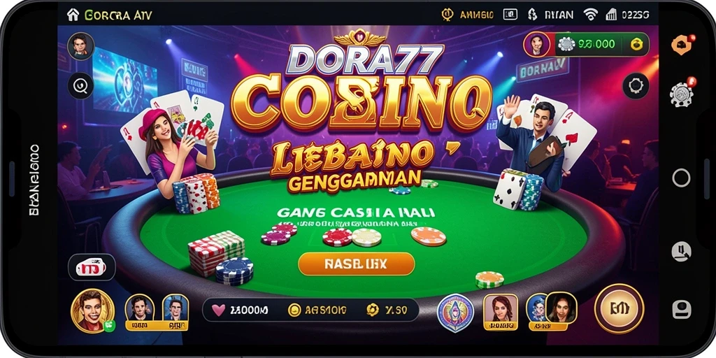 Tampilan gameplay DORA77 yang menampilkan dealer langsung di kasino.
