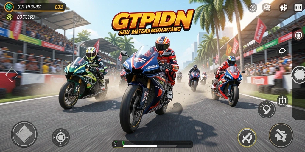 Tampilan balapan seru di GTPIDN dengan motor-motor cepat.