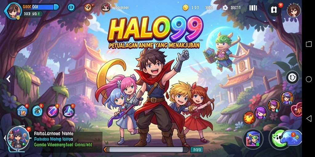 Tampilan menarik dari gameplay HALO99 menunjukkan karakter Anime beraksi.