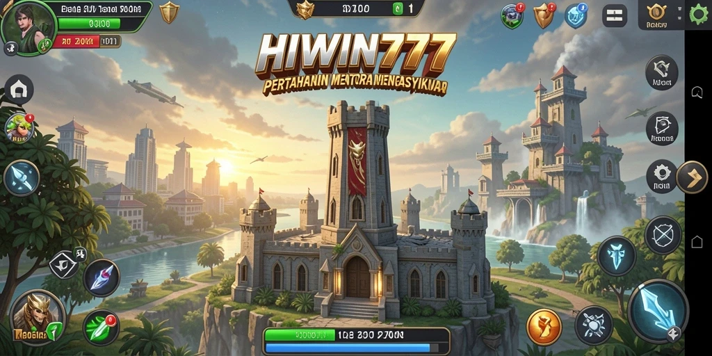 Tampilan menara pertahanan dalam HIWIN777 yang seru dan menarik.