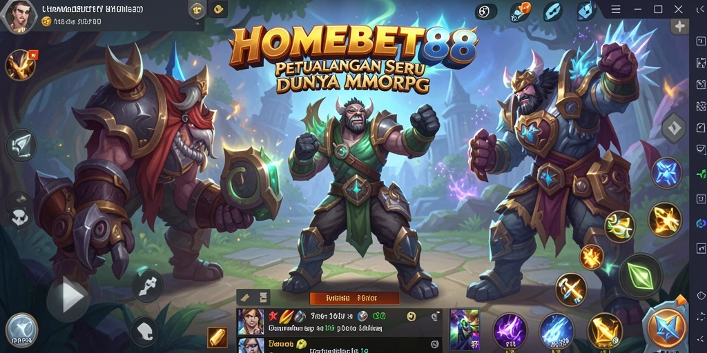 Tampilan gameplay mendebarkan dalam HOMEBET88, menunjukkan aksi seru MMORPG.