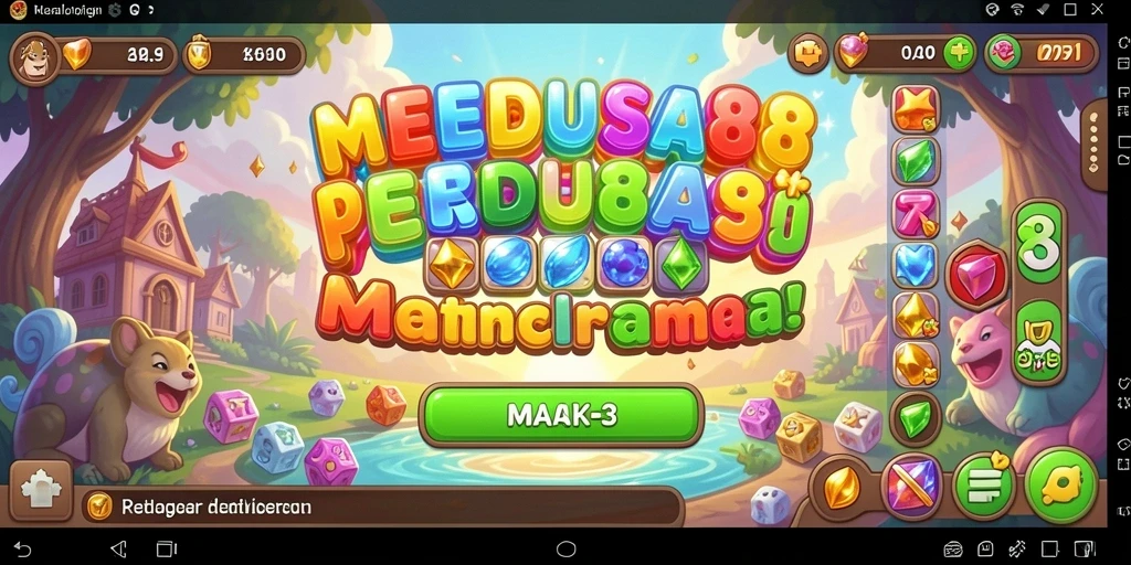 Tampilan gameplay menarik dari MEDUSA88 dengan berbagai permata berwarna-warni.