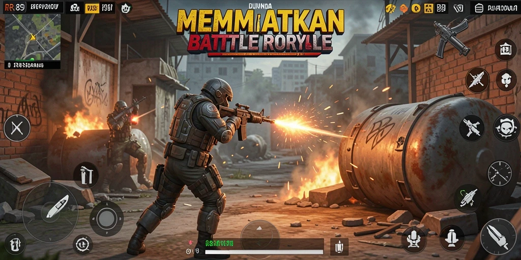 Tangkapan layar menampilkan momen mendebarkan dalam permainan Battle Royale.