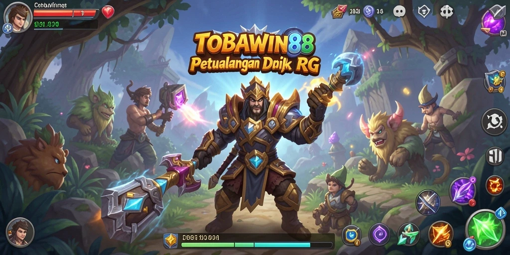 Screenshot TOBAWIN88 menampilkan pertarungan seru antar karakter RPG.