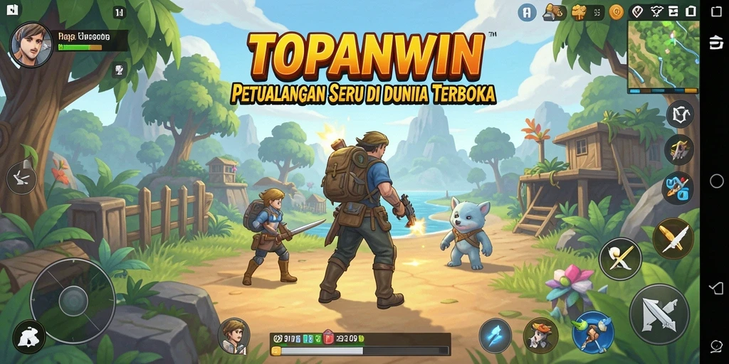 Tangkapan layar utama TOPANWIN menampilkan petualangan seru dalam dunia terbuka.